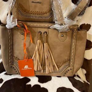 American Bling Brown Tote with Tassels